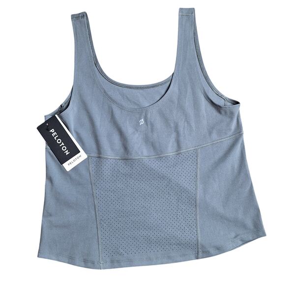 Peloton Women Medium Sage Green (Gray) "Cadent Laser Perforated" Tank top NEW - Picture 4 of 9